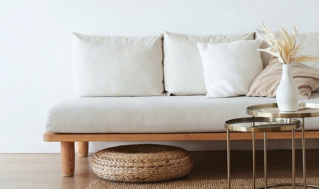 living room couch and coffee tables